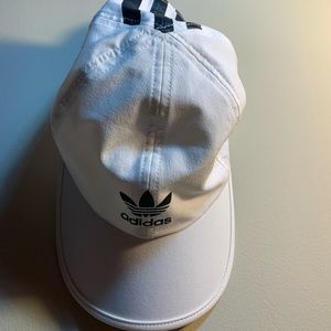 white and black adidas velcro hat